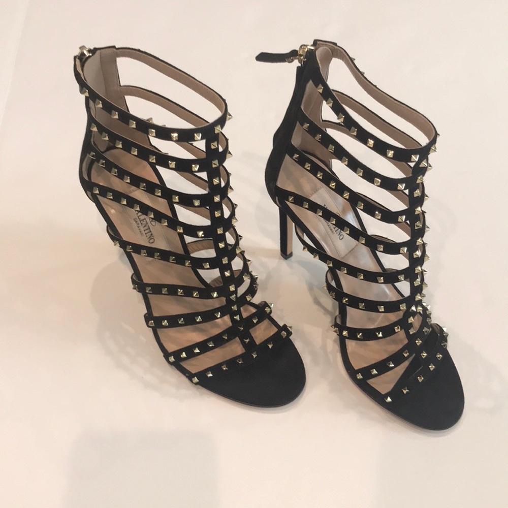 Valentino rockstuds suede caged sandal